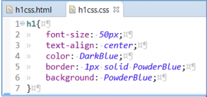 CSSファイルに見出しの色やサイズを指定した画像